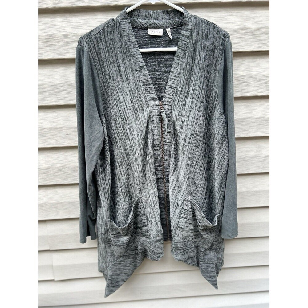 Logo by Lori Goldstein women's L zip Up Tunic cardigan sweater lagenlook Scandi